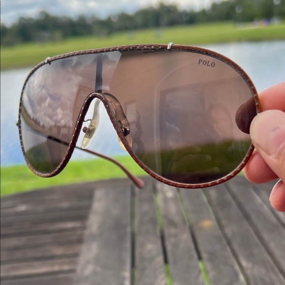 Polo by Ralph Lauren Tan Aviator Sunglasses - Picture 1 of 8